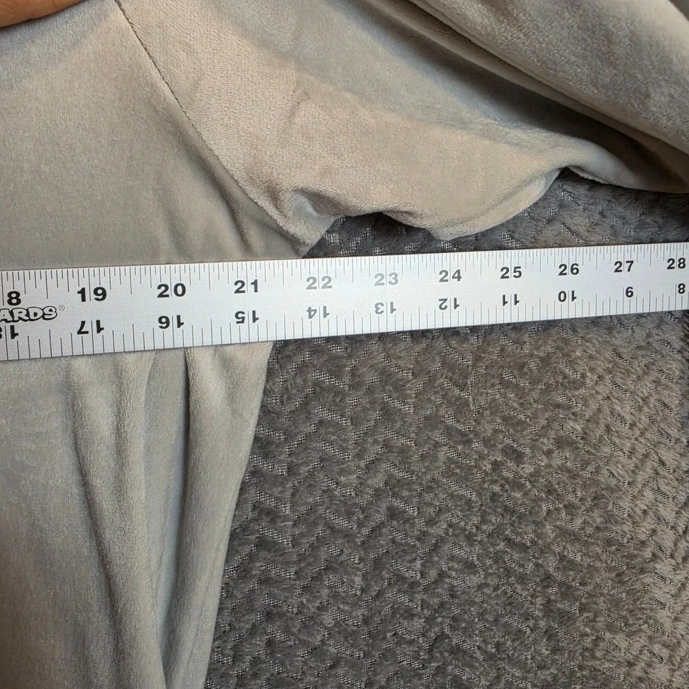 LOFT Womens Light Gray Velour Puff Sleeve Crew Neck Top Blouse Large RN140923